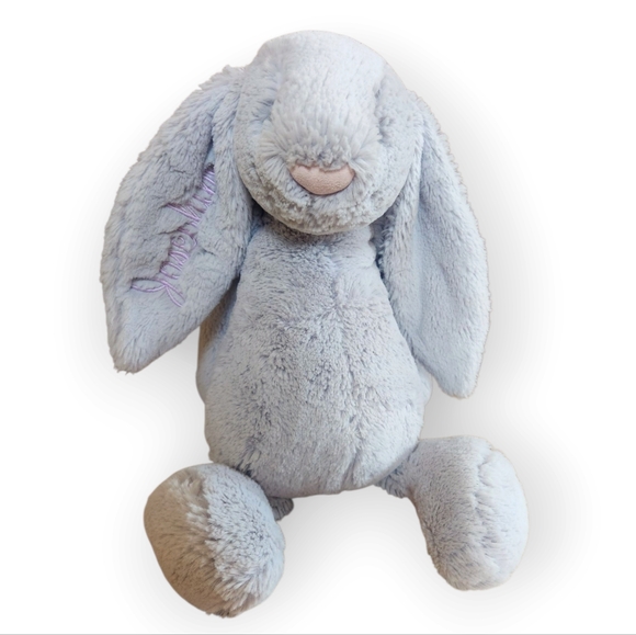 Jellycat Bashful Bunny Rabbit Gray Large 16” Plush Toy Monogrammed “Josephine” - Picture 1 of 7
